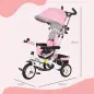 Triciclo Evolutivo para Niños +12 Meses con Toldo Plegable Mango de Empuje Telescópico y Cinturón de Seguridad Rosa