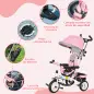 Triciclo Evolutivo para Niños +12 Meses con Toldo Plegable Mango de Empuje Telescópico y Cinturón de Seguridad Rosa