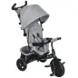 Triciclo para Bebés de +12 Meses con Mango de Empuje Telescópico y Desmontable Bolso para Mamá y Portabotellas Gris