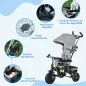 Triciclo Evolutivo para Niños +12 Meses con Toldo Plegable Mango de Empuje Telescópico y Cinturón de Seguridad Gris