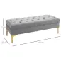 Taburete Pie de Cama Banco de Dormitorio con Asiento Acolchado y Patas Metálicas para Entrada Pasillo 118x45x42 cm Gris