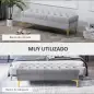 Taburete Pie de Cama Banco de Dormitorio con Asiento Acolchado y Patas Metálicas para Entrada Pasillo 118x45x42 cm Gris
