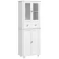 Alacena de Cocina Despensa Armario de Cocina con 2 Puertas de Vidrio Templado Cajón 61x35x168,5 cm Blanco