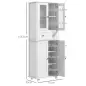 Alacena de Cocina Despensa Armario de Cocina con 2 Puertas de Vidrio Templado Cajón 61x35x168,5 cm Blanco