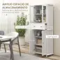 Alacena de Cocina Despensa Armario de Cocina con 2 Puertas de Vidrio Templado Cajón 61x35x168,5 cm Blanco