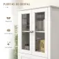 Alacena de Cocina Despensa Armario de Cocina con 2 Puertas de Vidrio Templado Cajón 61x35x168,5 cm Blanco