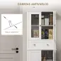 Alacena de Cocina Despensa Armario de Cocina con 2 Puertas de Vidrio Templado Cajón 61x35x168,5 cm Blanco
