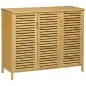 Armario Zapatero de Bambú con 3 Puertas Estantes Ajustables para 16 Pares de Zapatos Antivuelco 100x35x80 cm Natural