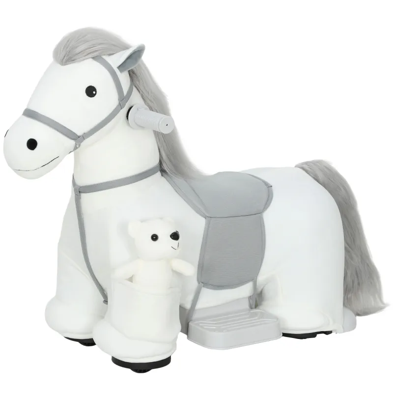 Caballito Eléctrico con Música Batería 6V Tacto Suave Ruedas Silenciosas de PU Marcha Adelante Blanco Caballito Eléctrico con Música Batería 6V Tacto Suave Ruedas Silenciosas de PU Marcha Adelante Blanco