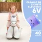 Caballito Eléctrico con Música Batería 6V Tacto Suave Ruedas Silenciosas de PU Marcha Adelante Blanco