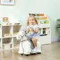 Caballito Eléctrico con Música Batería 6V Tacto Suave Ruedas Silenciosas de PU Marcha Adelante Blanco