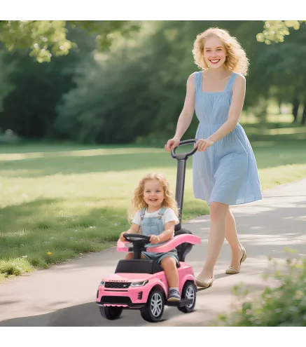 Correpasillos 2 en 1 para Niños de 18-36 Meses LAND ROVER DISCOVERY con Almacenaje Mango y Barandilla Extraíbles Rosa