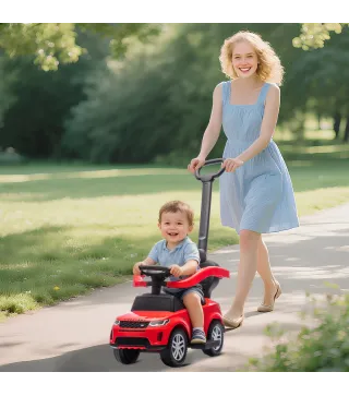 Correpasillos 2 en 1 para Niños de 18-36 Meses LAND ROVER DISCOVERY con Almacenaje Mango y Barandilla Extraíbles Rojo
