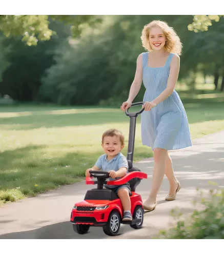 Correpasillos 2 en 1 para Niños de 18-36 Meses LAND ROVER DISCOVERY con Almacenaje Mango y Barandilla Extraíbles Rojo