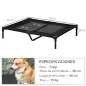 Cama para Mascotas Portátil con Zona de Malla Transpirable y Tela Oxford para Interior Exterior 92x76x18 cm Negro