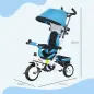 Triciclo Evolutivo para Niños +12 Meses con Toldo Plegable Mango de Empuje Telescópico y Cinturón de Seguridad Azul