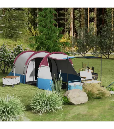 Tienda de Campaña para 3 Personas con 2 Habitaciones y Bolsa de Transporte Impermeable 420x200x150 cm Multicolor