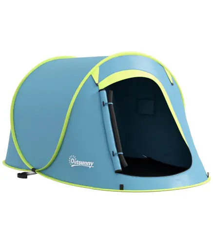 Tienda de Campaña para 2 Personas Tienda Acampada Impermeable de 2000 mm con Bolsa de Transporte 245x148x105 cm Azul