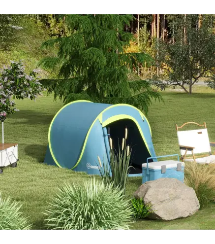 Tienda de Campaña para 2 Personas Tienda Acampada Impermeable de 2000 mm con Bolsa de Transporte 245x148x105 cm Azul