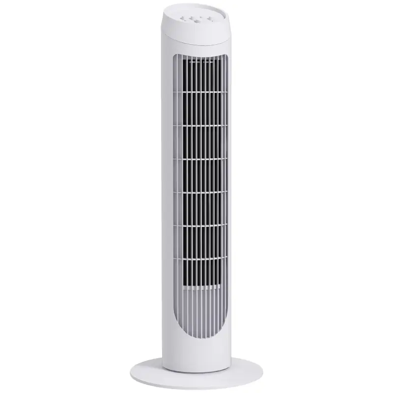 Ventilador de Torre 45W Ventilador Vertical Silencioso con 3 Velocidades Oscilación 70° para Salón Ø27x75 cm Blanco
