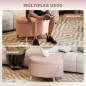 Puff Almacenaje Ovalado Banco Almacenaje 71x51,5x42 cm Tapizado en Terciopelo con Patas de Madera Maciza Rosa Claro