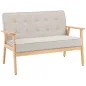 Sofá de 2 Plazas Tapizado en Lino Sintético Sofá Nórdico con Patas y Reposabrazos de Madera 113x67x78 cm Beige