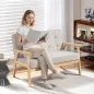 Sofá de 2 Plazas Tapizado en Lino Sintético Sofá Nórdico con Patas y Reposabrazos de Madera 113x67x78 cm Beige