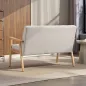 Sofá de 2 Plazas Tapizado en Lino Sintético Sofá Nórdico con Patas y Reposabrazos de Madera 113x67x78 cm Beige