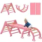 7 en 1 Triángulo de Escalada Montessori de Madera Plegable con Arco y Rampa para Niños de 18-48 Meses 188x70 cm Rosa