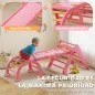 7 en 1 Triángulo de Escalada Montessori de Madera Plegable con Arco y Rampa para Niños de 18-48 Meses 188x70 cm Rosa