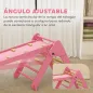 7 en 1 Triángulo de Escalada Montessori de Madera Plegable con Arco y Rampa para Niños de 18-48 Meses 188x70 cm Rosa