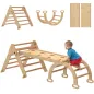 7 en 1 Triángulo de Escalada Montessori de Madera Plegable con Arco y Rampa para Niños 18-48 Meses 188x70 cm Natural