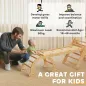 7 en 1 Triángulo de Escalada Montessori de Madera Plegable con Arco y Rampa para Niños 18-48 Meses 188x70 cm Natural