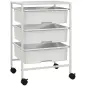 Carrito Auxiliar con Ruedas con 3 Cestas para Almacenamiento y Marco de Acero para Cocina Baño 40,8x33,5x60,5 cm Blanco
