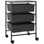 Carrito Auxiliar con Ruedas con 3 Cestas para Almacenamiento y Marco de Acero para Cocina Baño 40,8x33,5x60,5 cm Negro