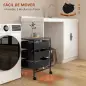 Carrito Auxiliar con Ruedas con 3 Cestas para Almacenamiento y Marco de Acero para Cocina Baño 40,8x33,5x60,5 cm Negro