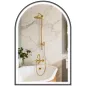 Espejo de Baño con Luz 60x90 cm Espejo de Pared Arqueado 3 Colores de Luz Brillo Regulable Función Antivaho Negro