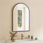 Espejo de Baño con Luz 60x90 cm Espejo de Pared Arqueado 3 Colores de Luz Brillo Regulable Función Antivaho Negro