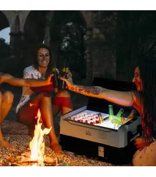 Nevera Compresor 30,5L -20℃-20℃ 12 / 24V DC y 100-240V CA con 2 Ruedas y Compartimento Congelador 72,6x39x37,3 cm Negro