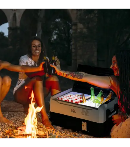 Nevera Compresor 30,5L -20℃-20℃ 12 / 24V DC y 100-240V CA con 2 Ruedas y Compartimento Congelador 72,6x39x37,3 cm Negro