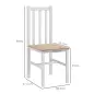 Juego de 2 Sillas de Comedor y Cocina con Respaldo de Listones Estructura de Madera de Pino 38,5x47,5x99 cm Blanco