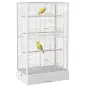 Jaula para Pájaros 61x36,5x98 cm con 8 Puertas 5 Perchas Bandeja Extraíble y 4 Comederos para Periquitos Pinzones Blanco Jaula para Pájaros 61x36,5x98 cm con 8 Puertas 5 Perchas Bandeja Extraíble y 4 Comederos para Periquitos Pinzones Blanco