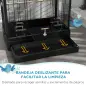 Jaula para Pájaros 61x36,5x98 cm con 8 Puertas 5 Perchas Bandeja Extraíble y 4 Comederos para Periquitos Pinzones Negro
