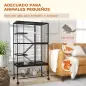Jaula para Animales Pequeños de 4 Niveles con Ruedas Rampa Comedero Bebedero y Bandeja Extraíble 78x45,5x136 cm Negro