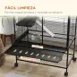 Jaula para Animales Pequeños de 4 Niveles con Ruedas Rampa Comedero Bebedero y Bandeja Extraíble 78x45,5x136 cm Negro