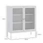Aparador para Comedor Mueble Auxiliar con Puertas de Rejilla Metálica y Estantes Ajustable 80x37x92 cm Blanco