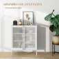 Aparador para Comedor Mueble Auxiliar con Puertas de Rejilla Metálica y Estantes Ajustable 80x37x92 cm Blanco