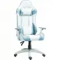 Silla Gamer con Cojín Lumbar Reposabrazos Ajustable Reposacabezas Extraíble y Altura Ajustable 67x60x120-128 cm Azul