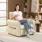 Butaca de Salón Tapizada en Cuero Sintético Sillón Relax con Reposabrazos Acolchado Grueso para Dormitorio Beige