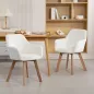 Juego de 2 Sillas de Comedor Modernas Tapizadas en Terciopelo con Patas de Madera para Salón 54x57x80 cm Crema